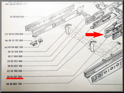 Partie châssis essieu arrière gauche – Renault 16 – OEM 0993057000