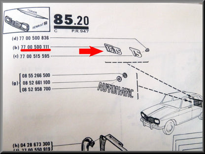 Embleem – Renault 16 TS – OEM 7700500111
