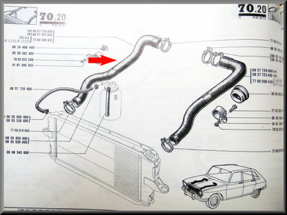 Koelslang rechts – Renault 16 – OEM 7700508431