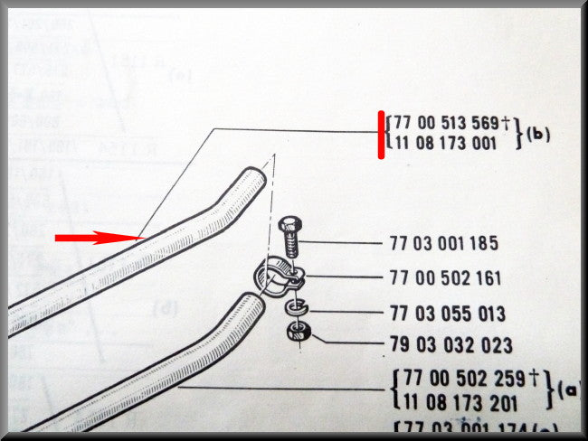 Tube central – Renault 16 TX, TS – OEM 7700513569