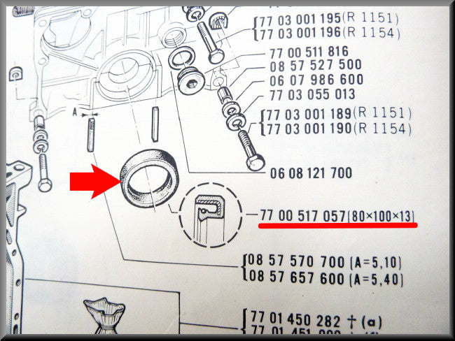 Achterste krukas keerring (80x100x13mm) – Renault 16 – Renault 12 - Renault diverse - OEM 7700517057