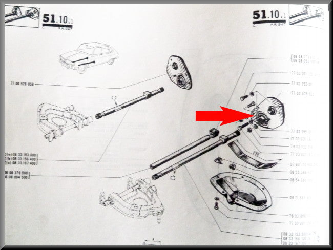 Adjusting cam, front left suspension - Renault 16 - OEM 7700528655