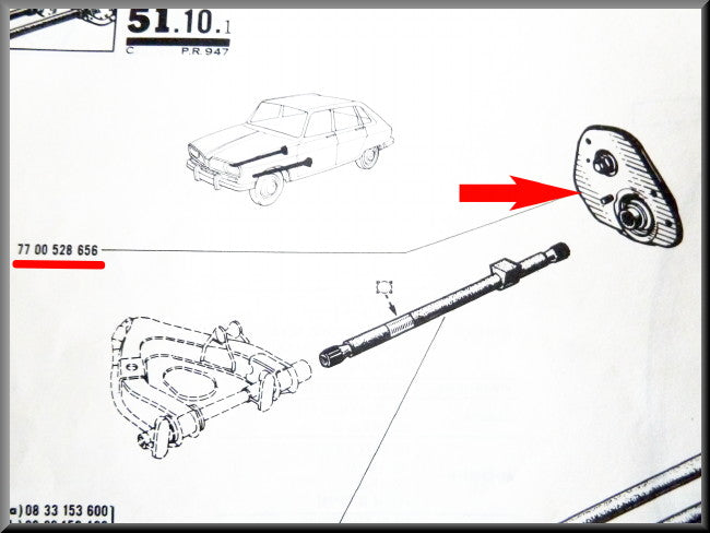 Stelnok vering voorzijde rechts – Renault 16 – OEM 7700528656