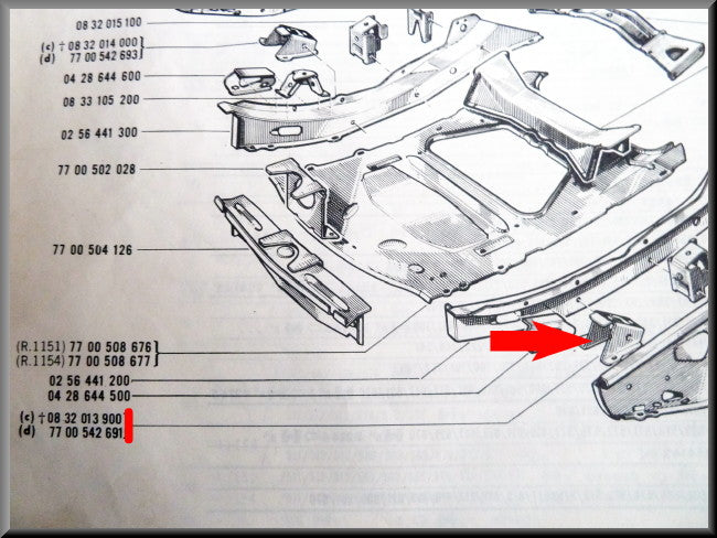 Balkversteviging subframe links – Renault 16 – OEM 7700542691