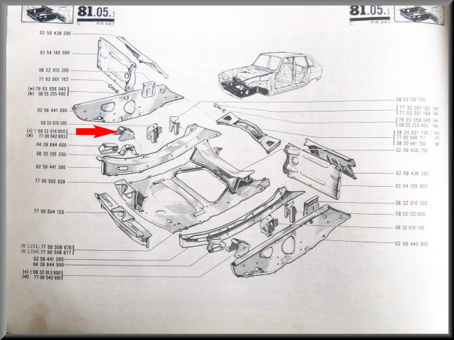 Renfort de longeron, sous-châssis droit – Renault 16 – OEM 7700542693