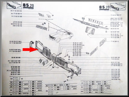 Grill rechts  – Renault 16 TL, TS – OEM 7700546806