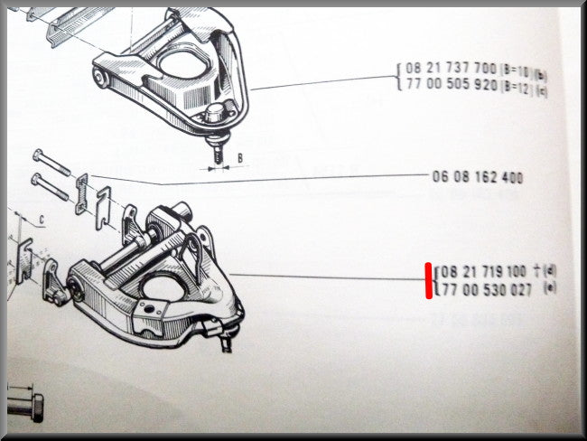 Bras inférieur gauche (Hors: 250,00 € consigne pour échange standard) – Renault 16 – OEM 7700530027