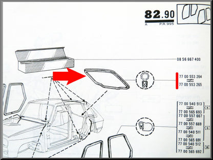Kofferbak rubber – Renault 16 – OEM 7700553264