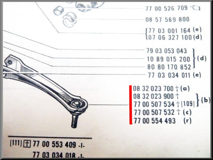 Spoorstang links – Renault 16 – OEM 7700554493