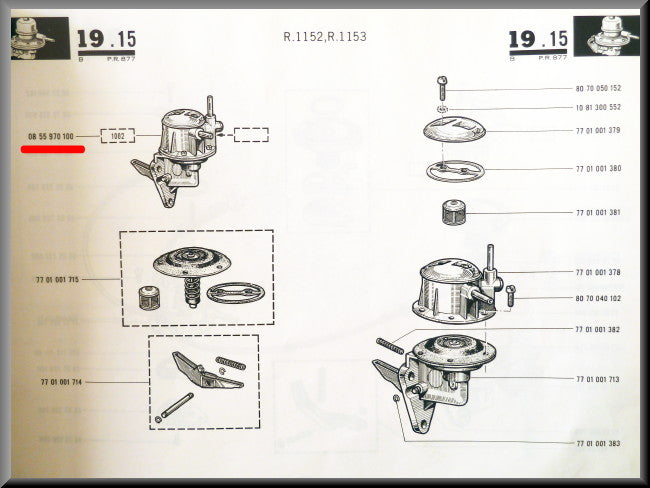 Pompe à essence (2 raccords) – Renault 16 TL, L – OEM 0855970100