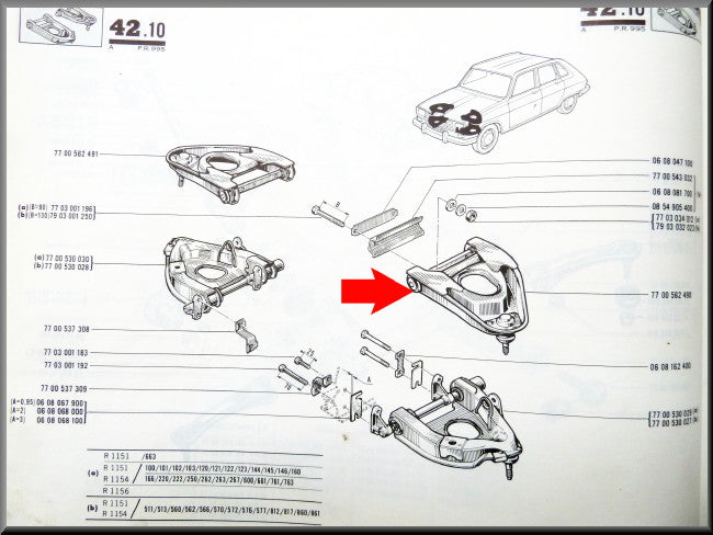 Triangle de suspension supérieur avant gauche – Renault 16 – OEM 7700562490