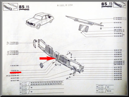 Grill middenstuk – Renault 16 TL, TS – OEM 7700563184