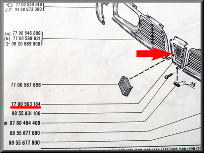 Grill middenstuk – Renault 16 TL, TS – OEM 7700563184