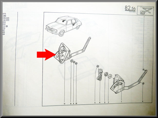 Mécanisme lève-vitre arrière droit – Renault 16 – OEM 7700610069