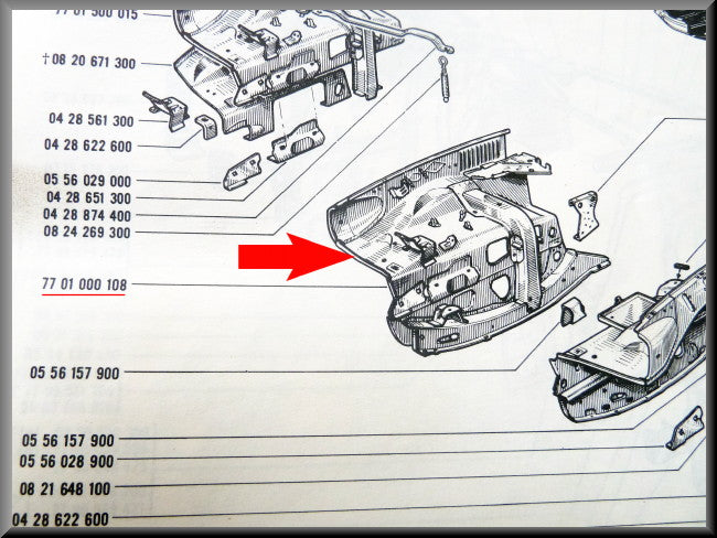 Panneau intérieur avant gauche avec renforts gauche – Renault 16 – OEM 7701000108