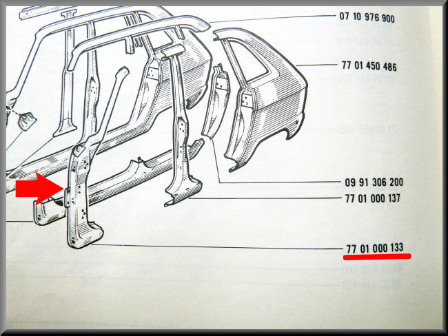 A-pillar left – Renault 16 – OEM 7701000133