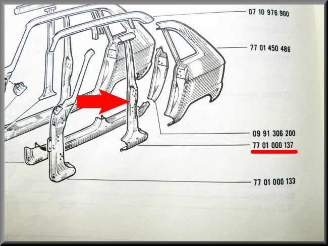 B-pillar left – Renault 16 – OEM 7701000137