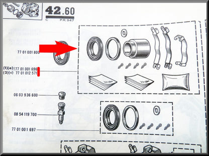 Brake caliper repair kit 48 mm – Renault 16 – OEM 7701001696