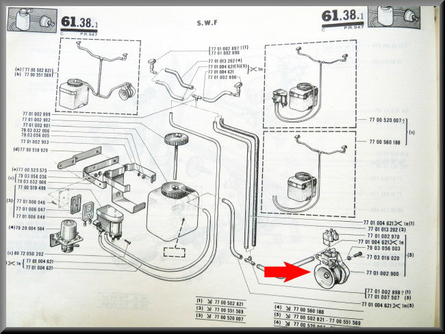 Voetpomp ruitensproeier – Renault 16 >1973 – OEM 7701002900