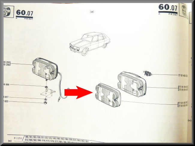 Projecteur longue portée : réflecteur avec verre – Renault 16 TS – OEM 7701005601