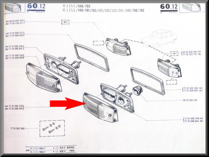 Knipperlicht glas links (wit) – Renault 16 – OEM 7701006943A