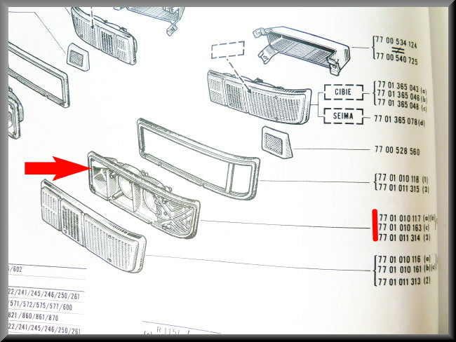 Achterlicht huis rechts – Renault 16 – OEM 7701010117