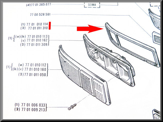 Rear light rubber left – Renault 16 – OEM 7701010114