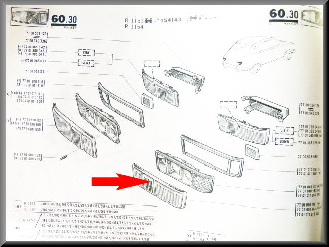 Achterlicht kap rechts – Renault 16 – OEM 7701010116