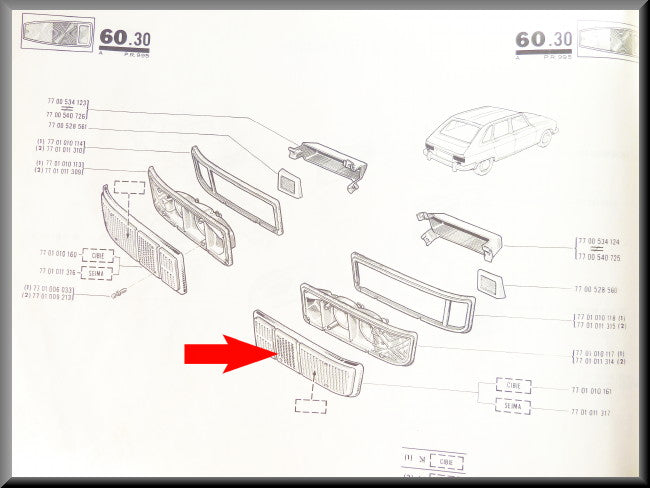 Achterlicht kap rechts (oranje rood oranje) – Renault 16 – OEM 7701011317A
