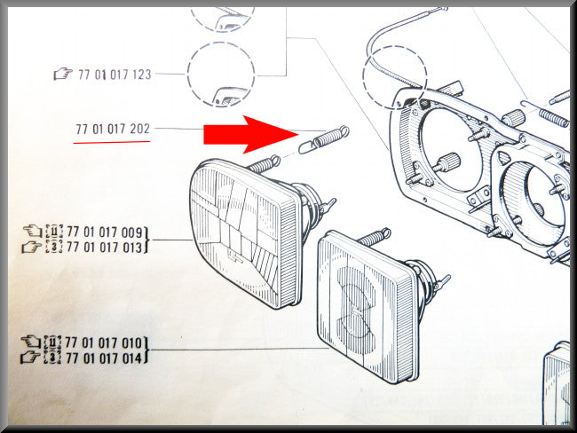 Koplamp veer – Renault 16 TX – OEM 7701017202