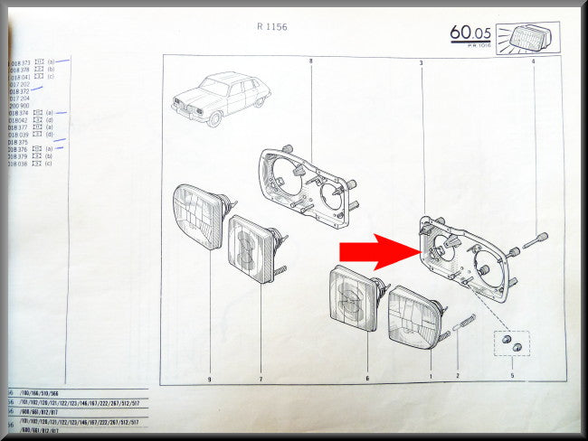 Koplamp frame links – Renault 16 TX >1975 – OEM 7701018372