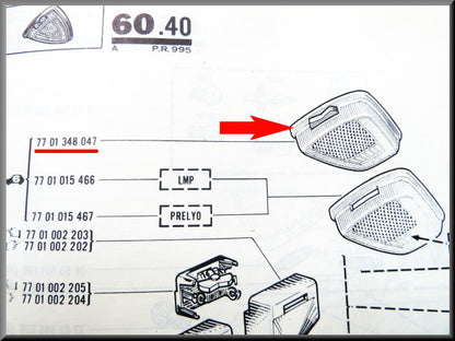 Hemelverlichting complete unit – Renault 16 – OEM 7701348047 / 7700510432