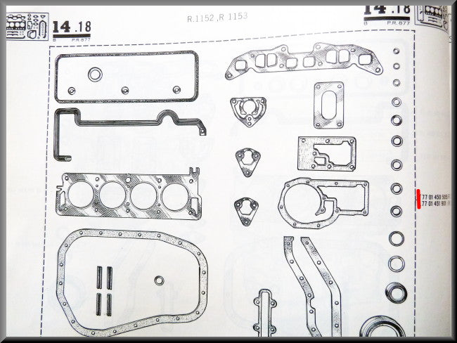 Motorpakking set – Renault 16 TL, L – OEM 7701450505