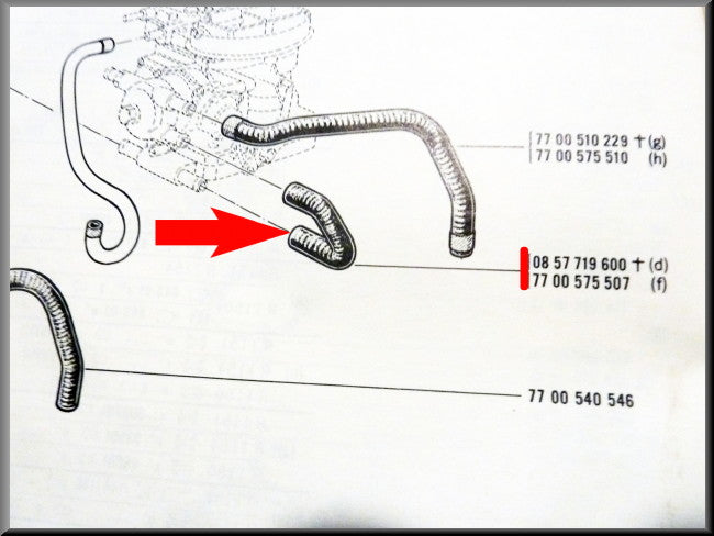 Carburetor and choke hose – Renault 16 – OEM 7700575507