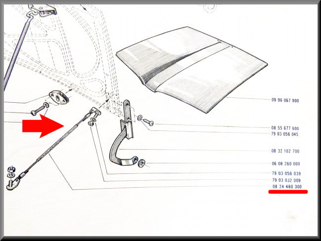 Câble capot – Renault 16 – OEM 0824480300
