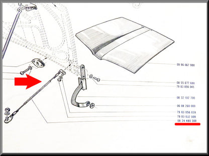 Câble capot – Renault 16 – OEM 0824480300