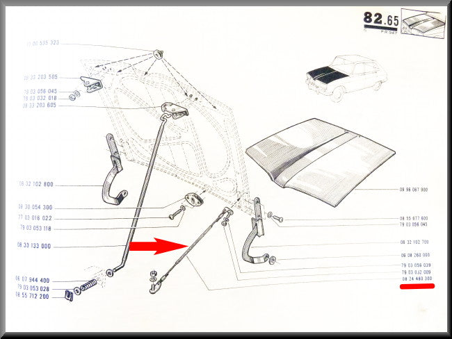 Câble capot – Renault 16 – OEM 0824480300