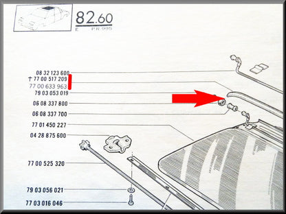 Joint d'étanchéité de toit ouvrant – Renault 16 – Renault 18 - Renault 20-30 - OEM 7700633963