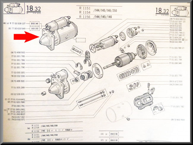 Starter motor (reconditioned) – Renault 16 – Lotus Europa - OEM 7700633549