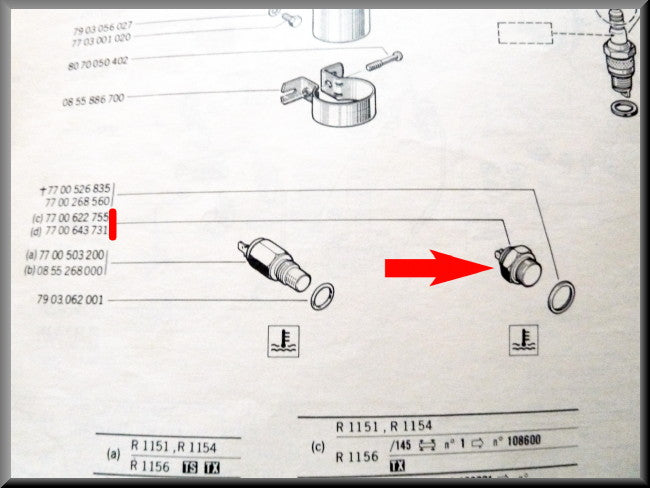 Temperatuur zender – Renault 16 TX, TS – OEM 7700643731