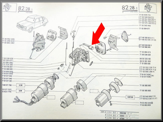 Drukknop portieren achter – Renault 16 – OEM 0855520100 / 7701348219