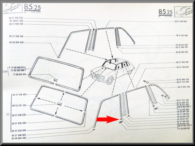 Clamp for chrome strip doors front and rear (next to B-pillar) – front rear – Renault 16 – OEM 7700648461 / 0608064200 – Used