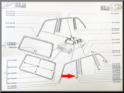 Clamp for chrome strip doors front and rear (next to B-pillar) – front rear – Renault 16 – OEM 7700648461 / 0608064200 – Used