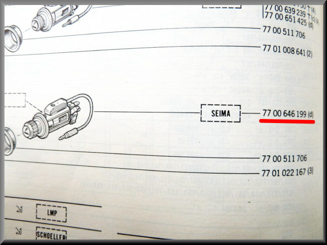 Allume-cigare – Renault 16 TX – OEM 7700646199