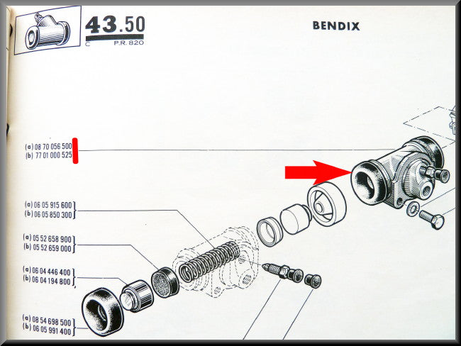 Wheel brake cylinder 20.6 mm (Bendix) – Renault 16-1150 – OEM 0870056500 / 7701000525