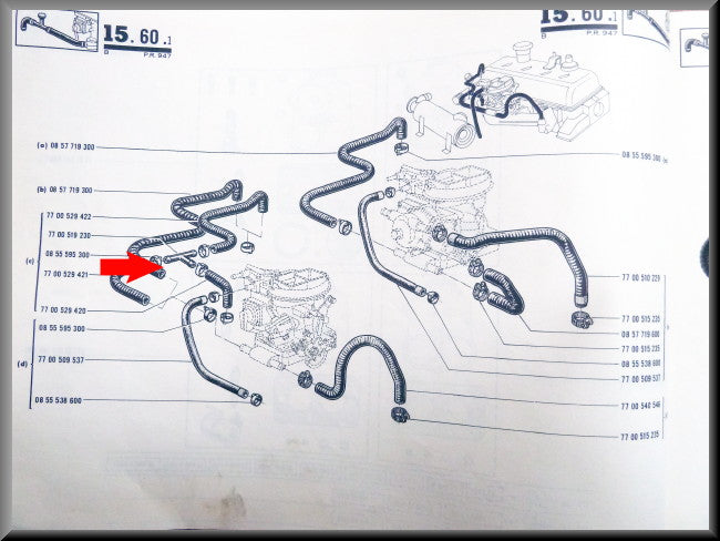 Carterventilatie T stuk – Renault 16 – OEM 7700519230