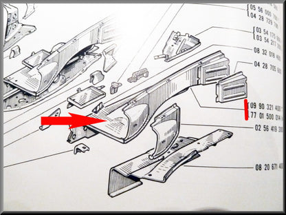 Garde-boue intérieur avant gauche – Renault 16 – OEM 7701500014 / 7701455983