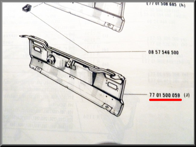Panneau arrière – Renault 16 TS < 1972 – OEM 7701500059
