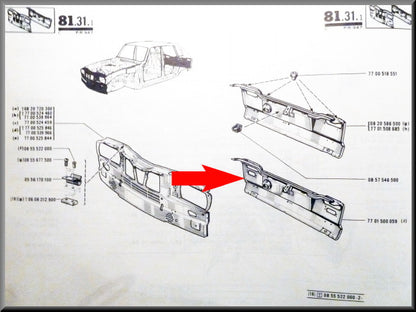 Panneau arrière – Renault 16 TS < 1972 – OEM 7701500059