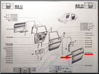 Deurplaat links achter – Renault 16 – OEM 0991001100